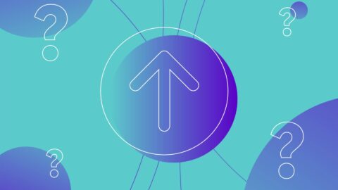 Upward arrow with question marks