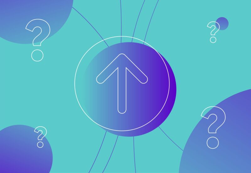 Upward arrow with question marks