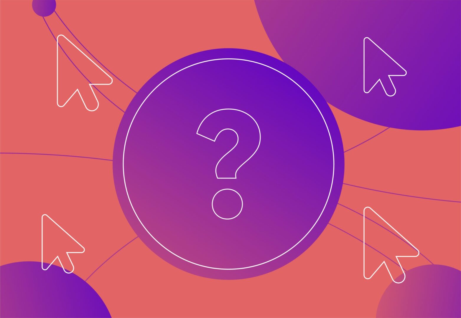 Question mark central with surrounding mouse clicks