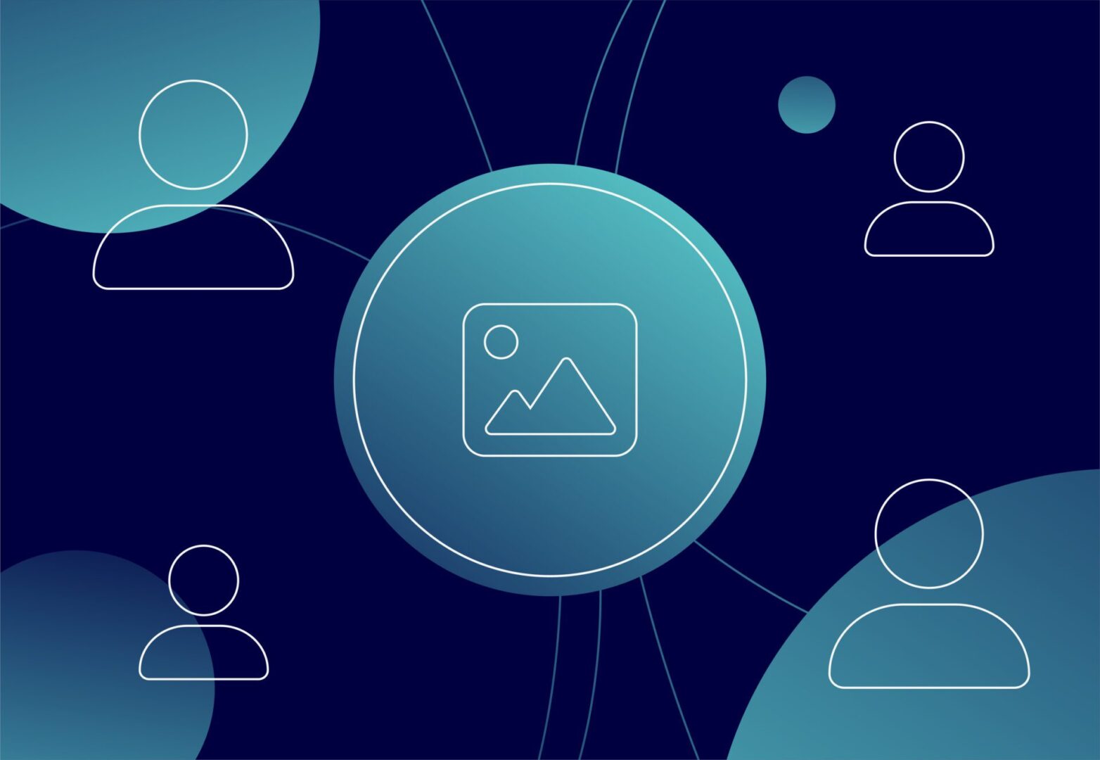 Image content illustration surrounded by anonymous users