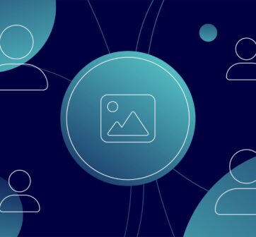 Image content illustration surrounded by anonymous users