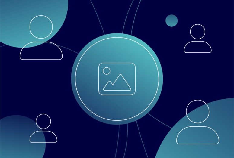 image content illustration surrounded by anonymous users