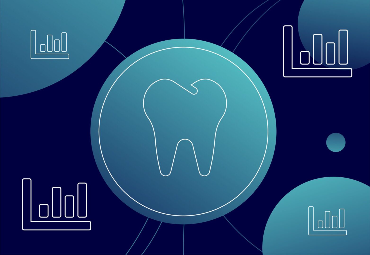 Illustration of a tooth surrounded by bar charts