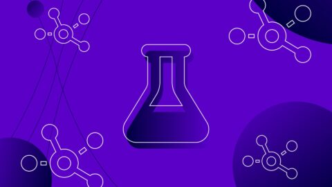 Scientific flask representing network science