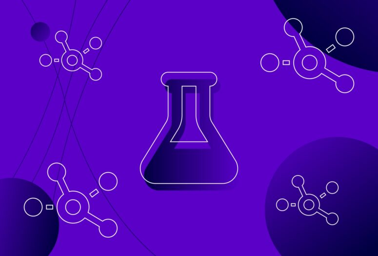 scientific flask representing network science