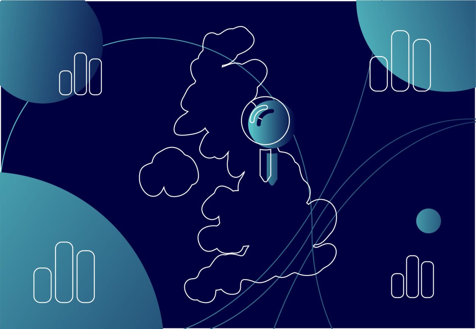 UK map with pinpoint on North