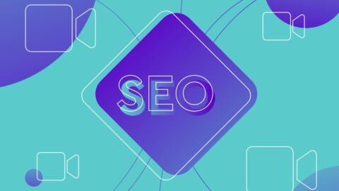SEO text surrounded by video camera for tutorials