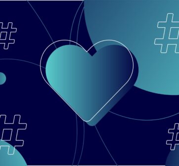 Heart reaction on Instagram with hashtags