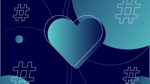 Heart reaction on Instagram with hashtags