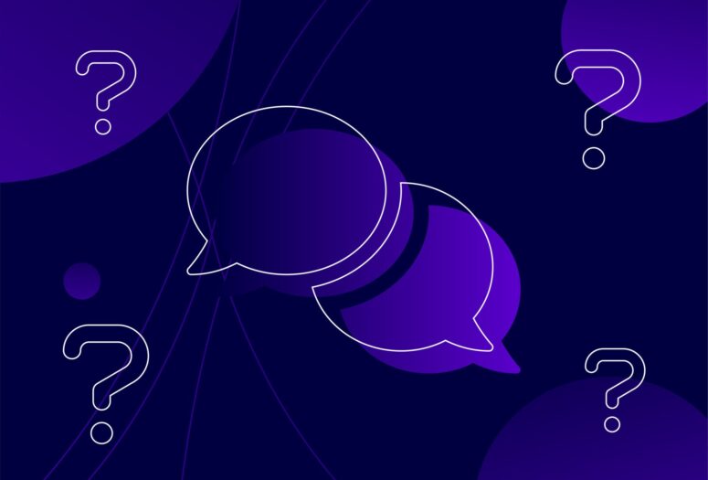 speech bubble icons with question marks