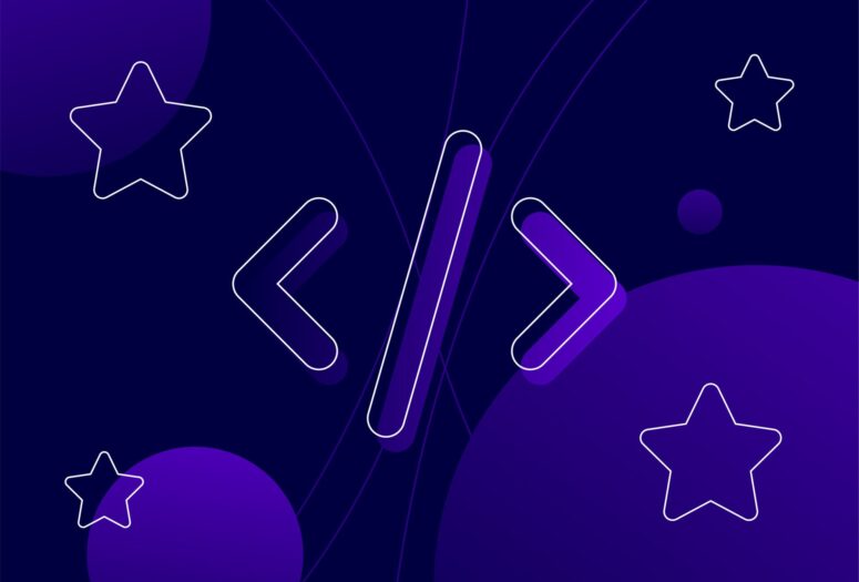 illustration showing code associated with software development