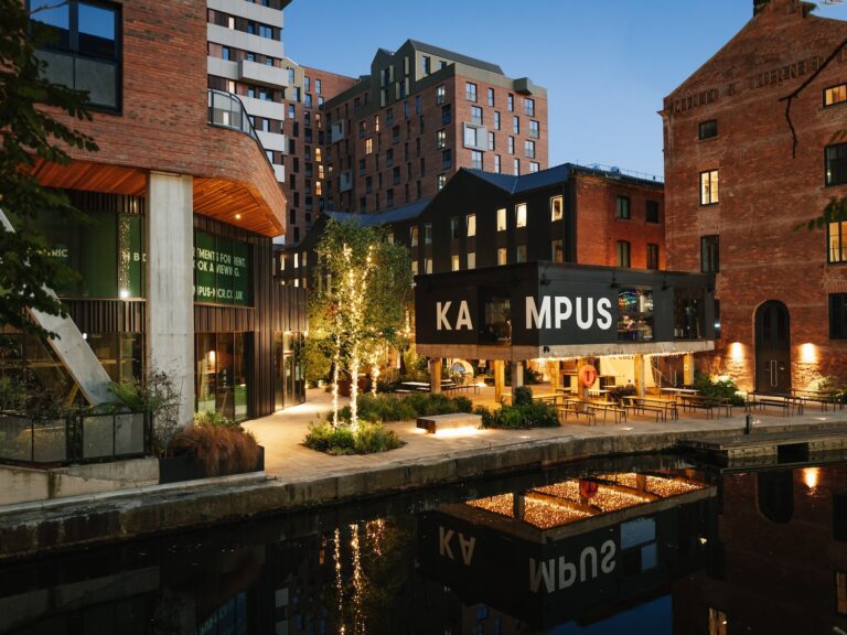 native case study- kampus building at night