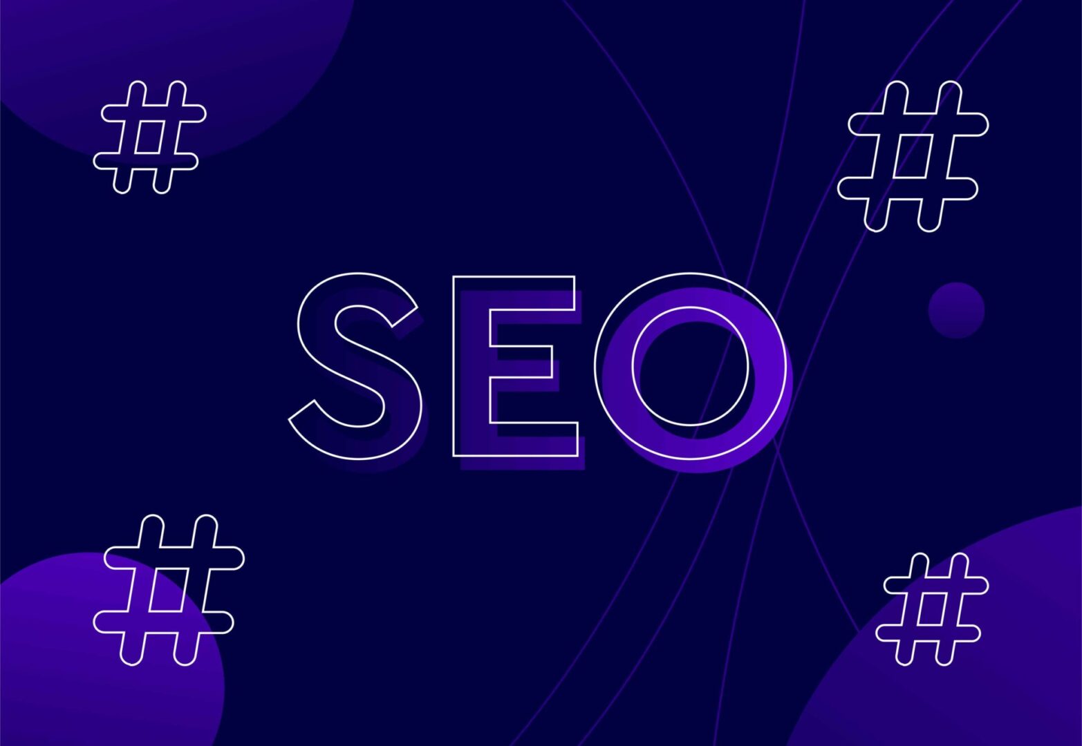 SEO illustration with social media hashtags