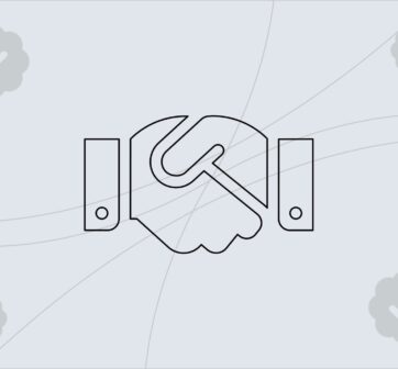 Image showing icon of business person and hands shaking