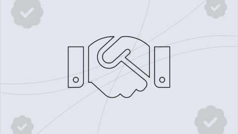 Image showing icon of business person and hands shaking