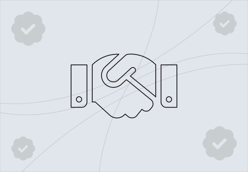 Image showing icon of business person and hands shaking