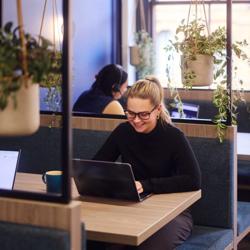 Local SEO 9 embryo head of paid social, harriet, working in the office