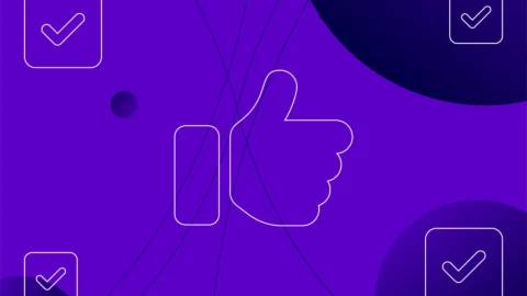 thumbs up icon with purple and navy