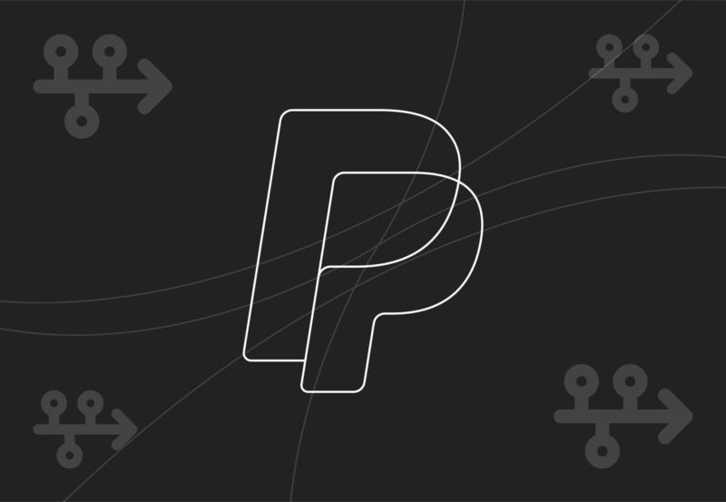 PayPal logo in navy and purple