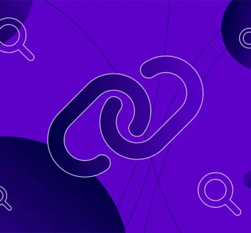 link icon with magnifying glass in purple and navy