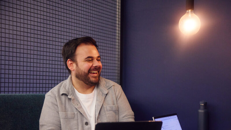 Facebook Advertising 2 sam thomas laughing and working in the embryo manchester office