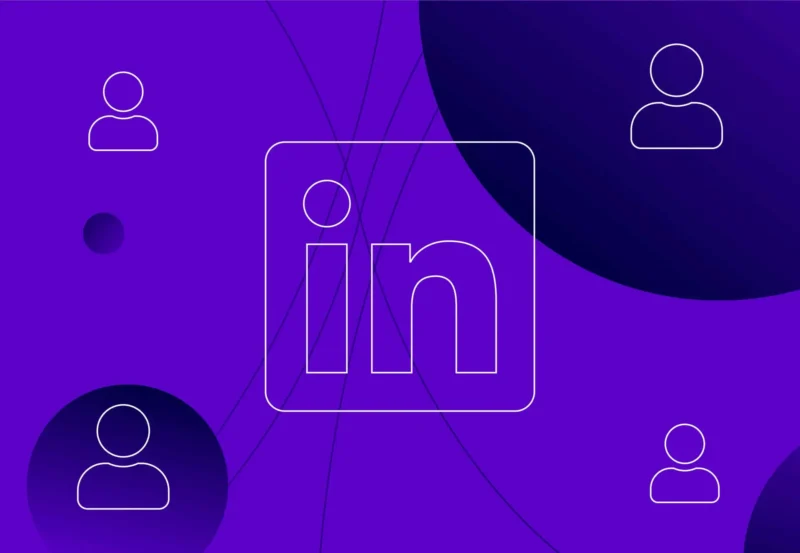 LinkedIn logo in purple and navy