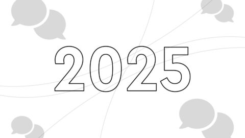'2025' spelt out with speech bubbles icons representing the top 5 reasons to work in a marketing agency in 2025.