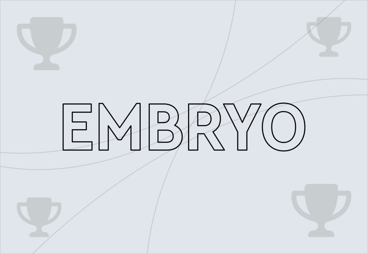 'Embryo' written out with trophy icons surrounding it, representing Embryo being named as the digital partner for Stonyhurst's growth strategy