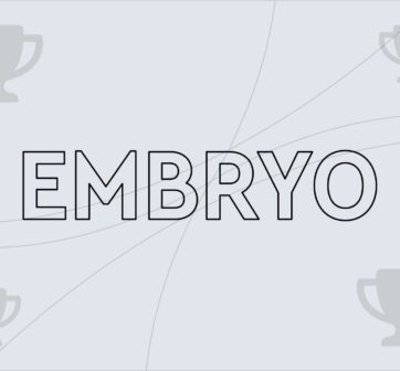 'embryo' written out with trophy icons surrounding it, representing embryo being named as the digital partner for stonyhurst's growth strategy