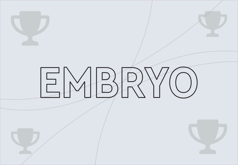 'Embryo' written out with trophy icons surrounding it, representing Embryo being named as the digital partner for Stonyhurst's growth strategy