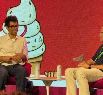 Richard Ayoade on stage at MADFest