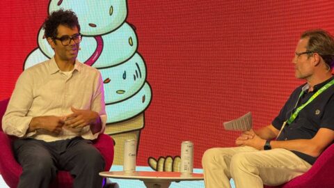 Richard Ayoade on stage at MADFest