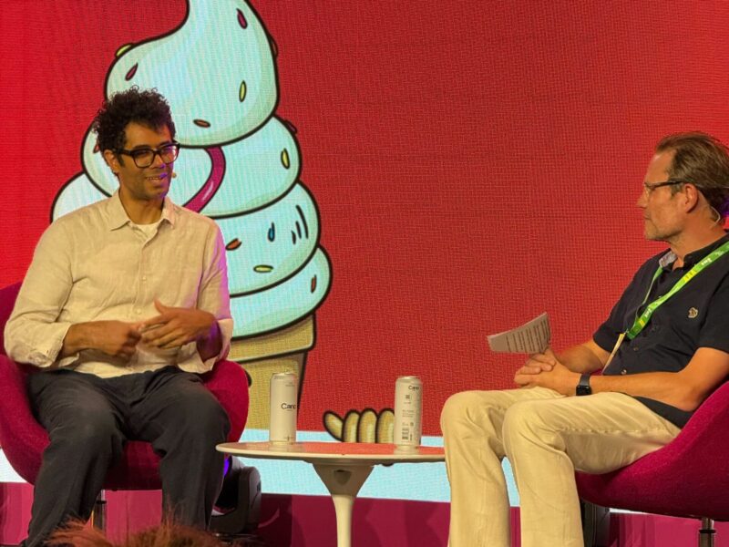 Richard Ayoade on stage at MADFest